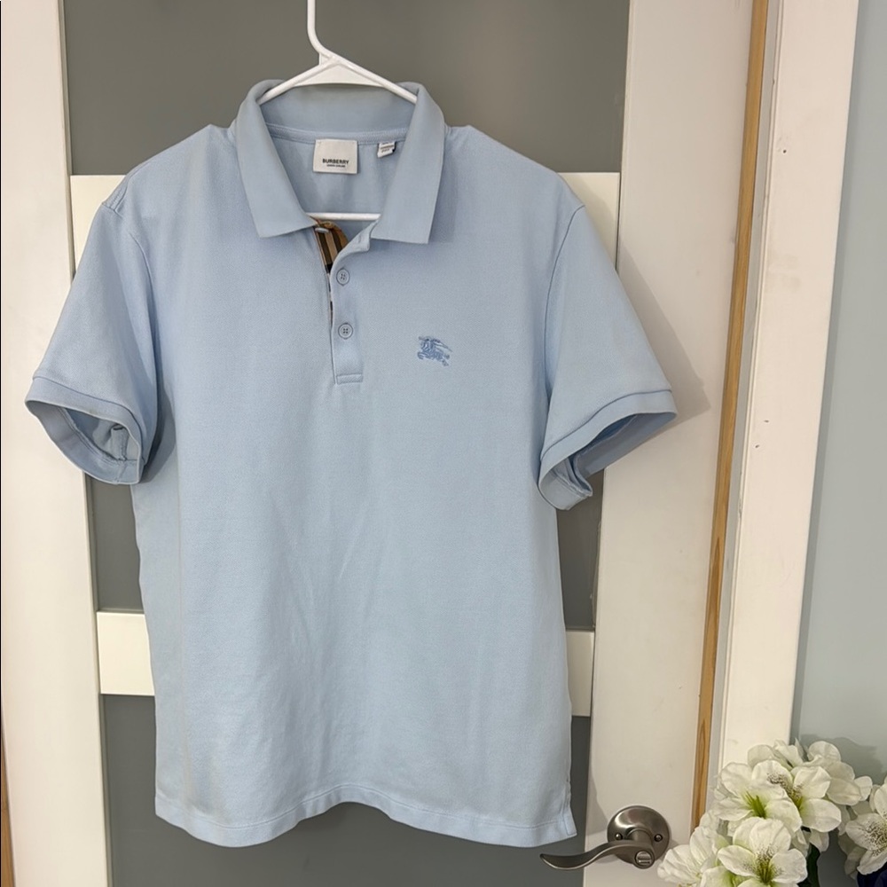 Burberry Oxford Modern-fit Polo In Mineral Blue 2XL